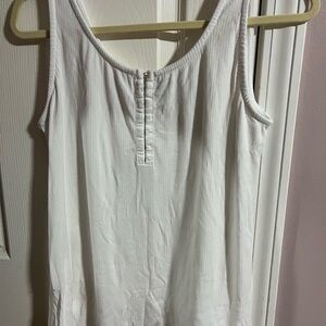 Torrid White and Blue Sleeveless Buttoned Tank Top